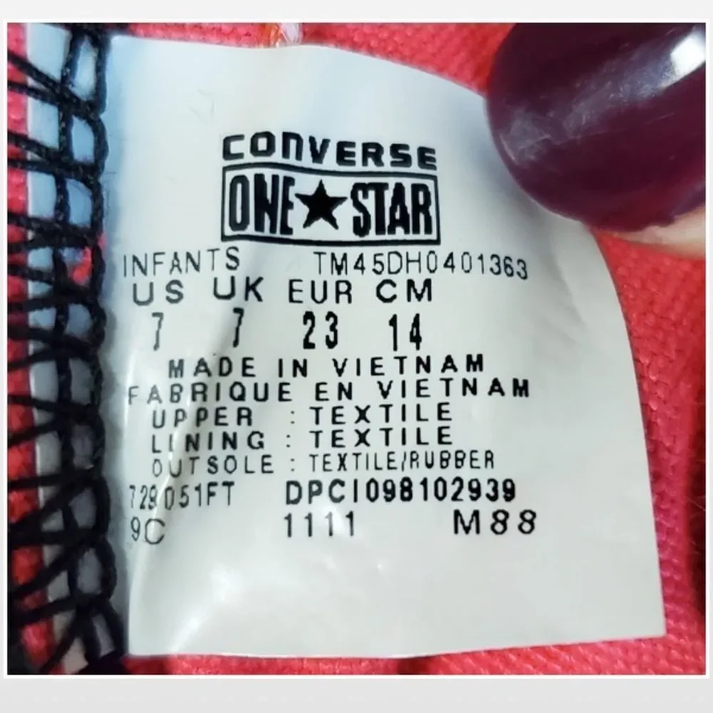 Converse One Star Suave Zebra Print Infant Toddle Girl Size 7 Shoes